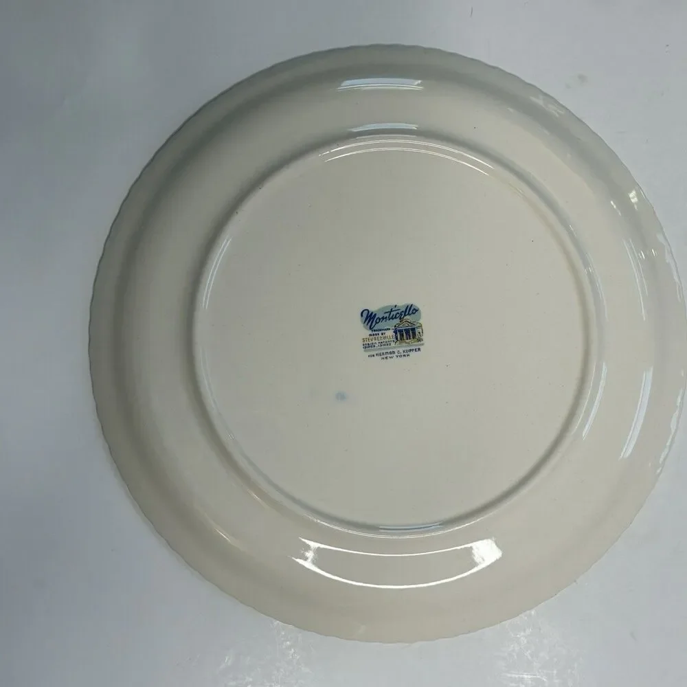 2 Steubenville MONTICELLO Blue Wreath Wheat 10.25” Dinner Plates Vintage